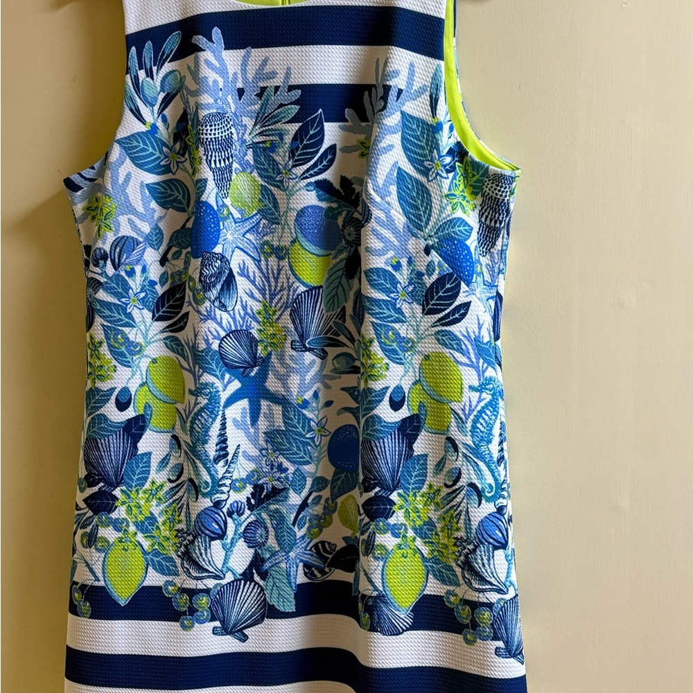 Eliza J Blue and Green Floral Midi Dress 16 EUC